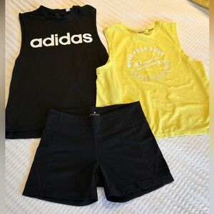 Adidas & Champion Women’s Workout Tank Tops & Athleta Shorts